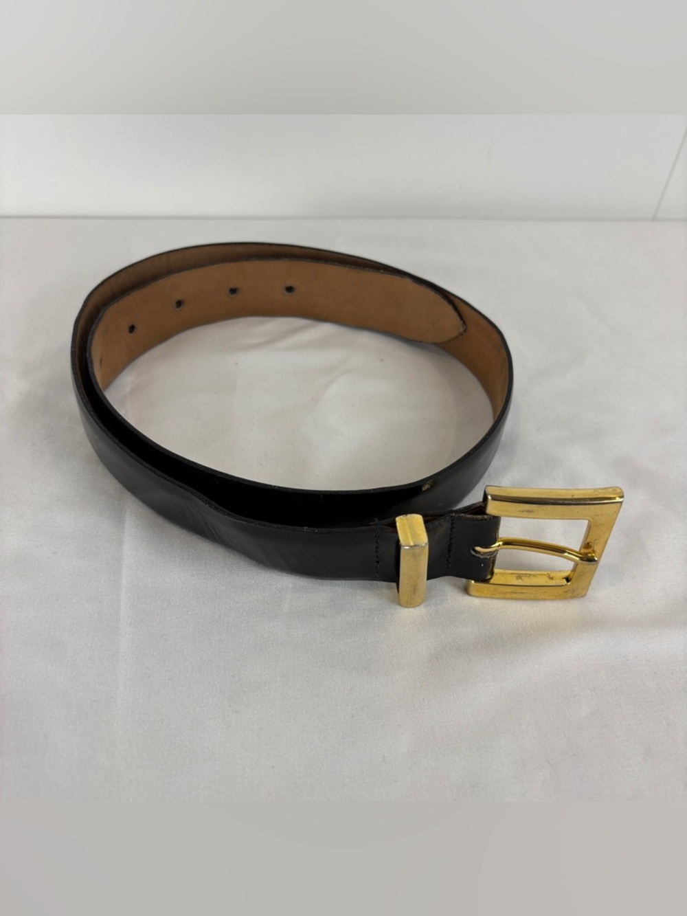 Vintage Brooks Brothers Black Patent Leather Belt XS Brass Buckle Classic Preppy